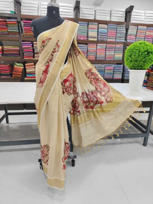 TISSUE CHECKED MURAL SAREE