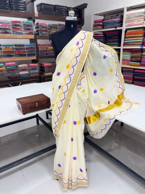 POLKA EMBROIDERY SAREE