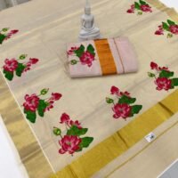 TISSUE LOTUS PRINTED SAREE
