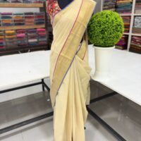 BORDER CHECKED TISSUE SAREE