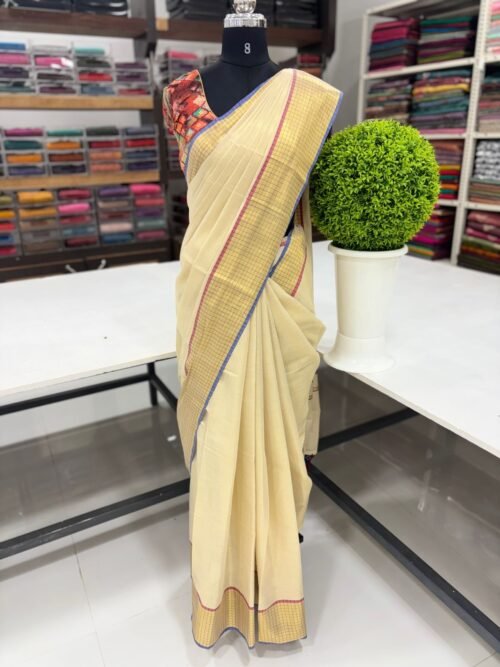 BORDER CHECKED TISSUE SAREE