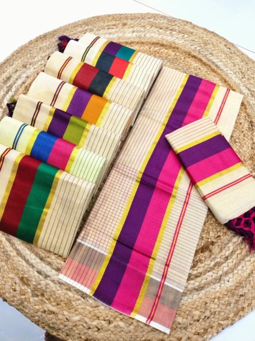 DUAL COLOUR KARA BORDER CHECK SETMUNDU