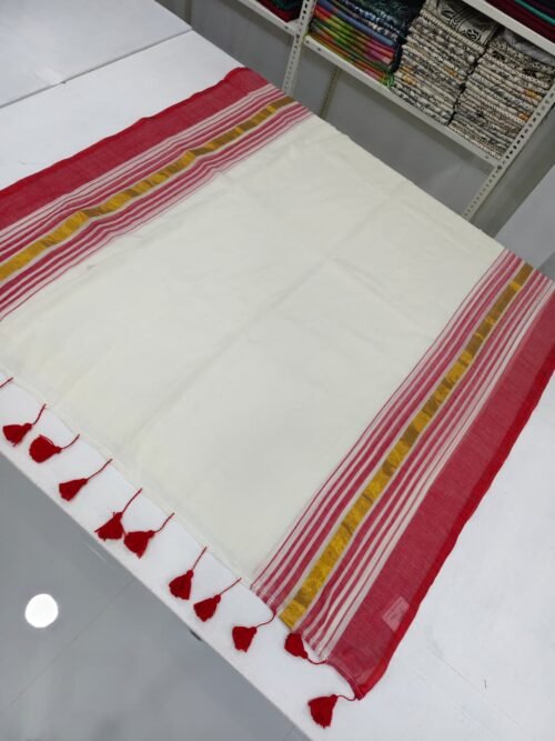 MUL MUL OFF RED SAREE