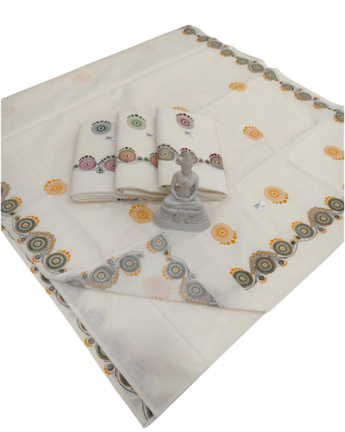 plain floral printed kerala saree